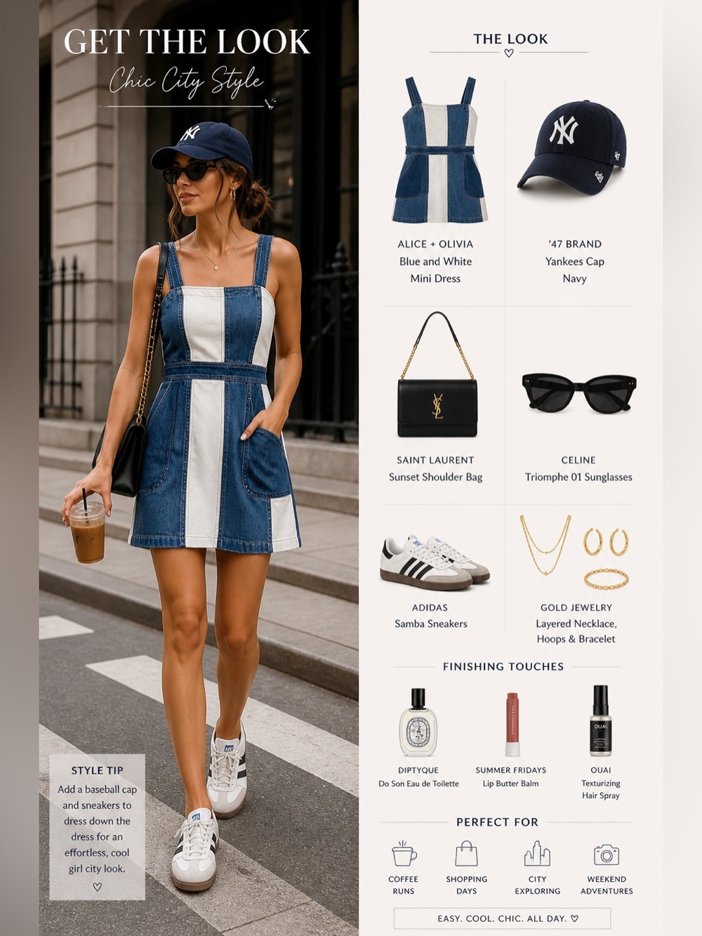 Alice + Olivia Blue and White Mini Dress